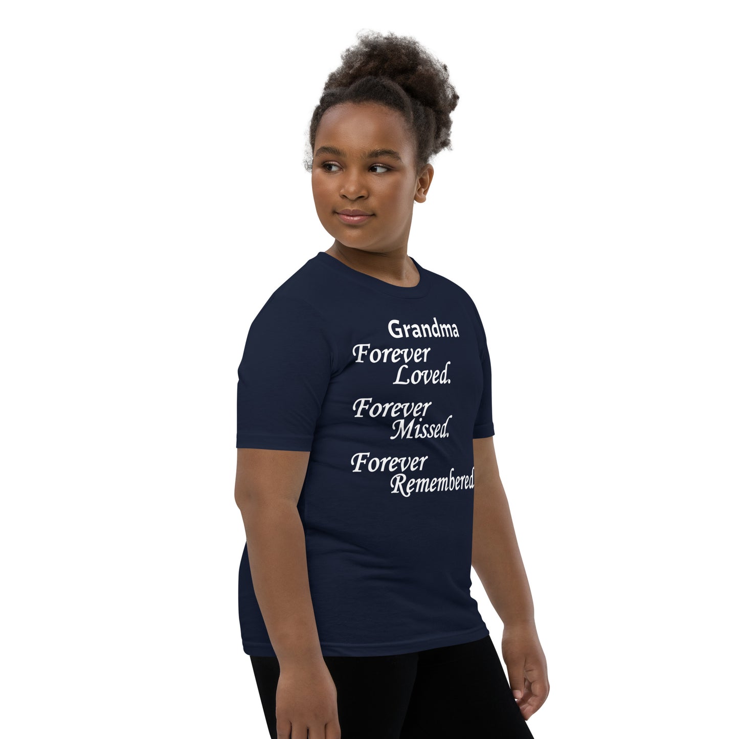 Bella + Canvas Combed and Ring-Spun Cotton Youth T-Shirt Block Design White Lettering