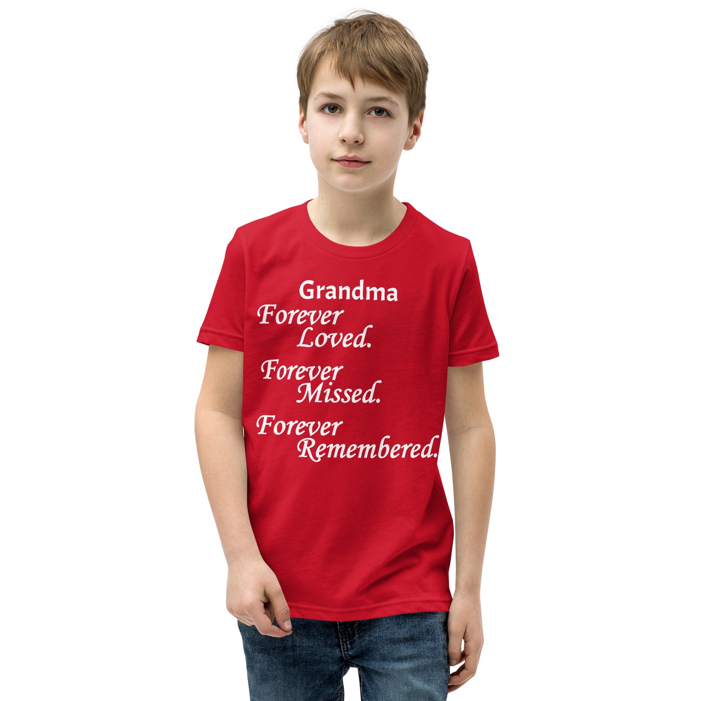 Bella + Canvas Combed and Ring-Spun Cotton Youth T-Shirt Block Design White Lettering