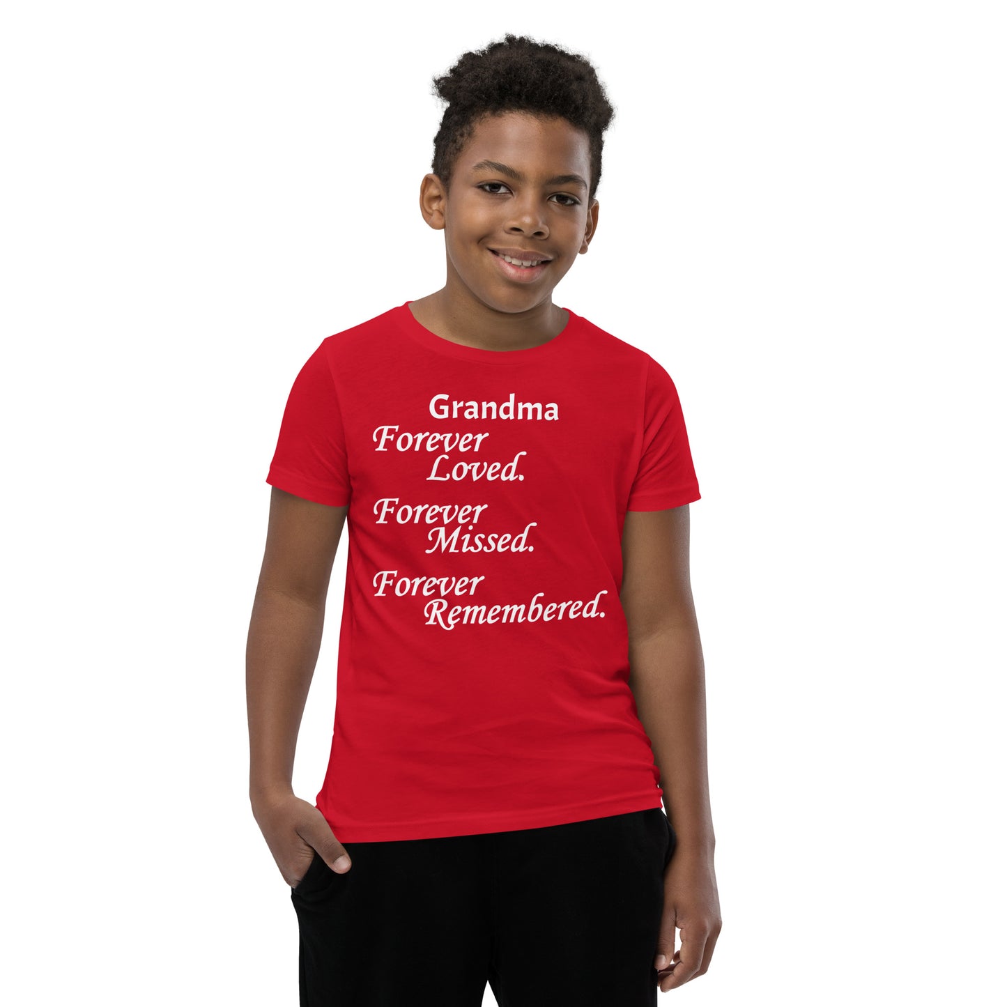 Bella + Canvas Combed and Ring-Spun Cotton Youth T-Shirt Block Design White Lettering