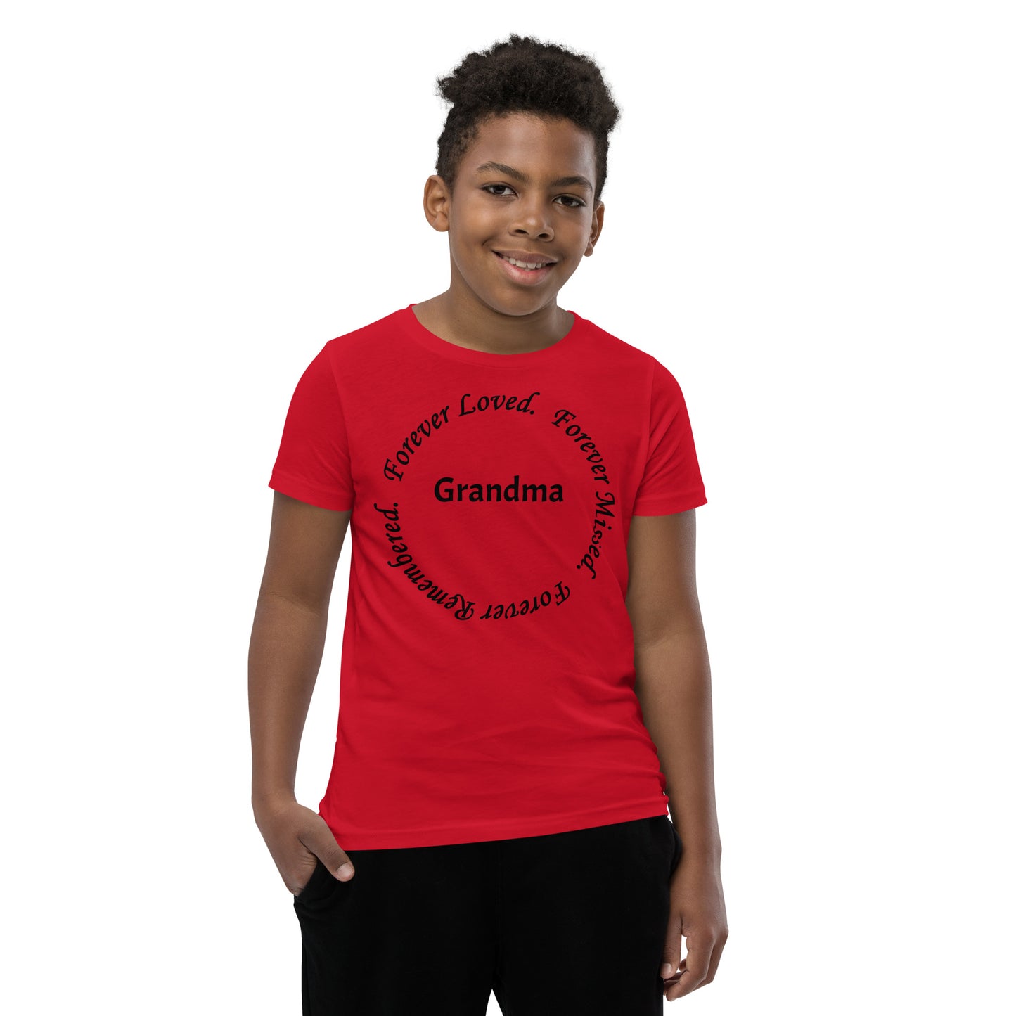 Bella + Canvas Combed and Ring-Spun Cotton Youth T-Shirt Circle Design Black Lettering
