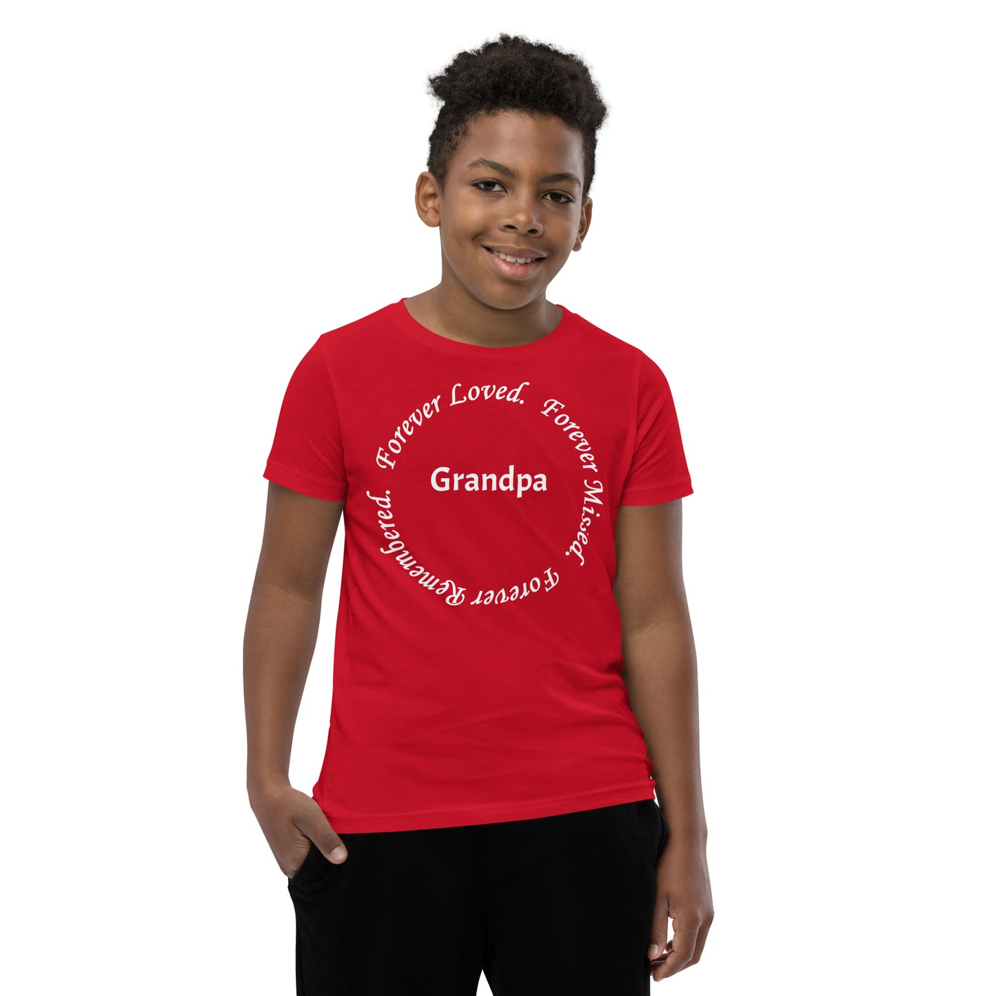 Bella + Canvas Combed and Ring-Spun Cotton Youth T-Shirt Circle Design White Lettering