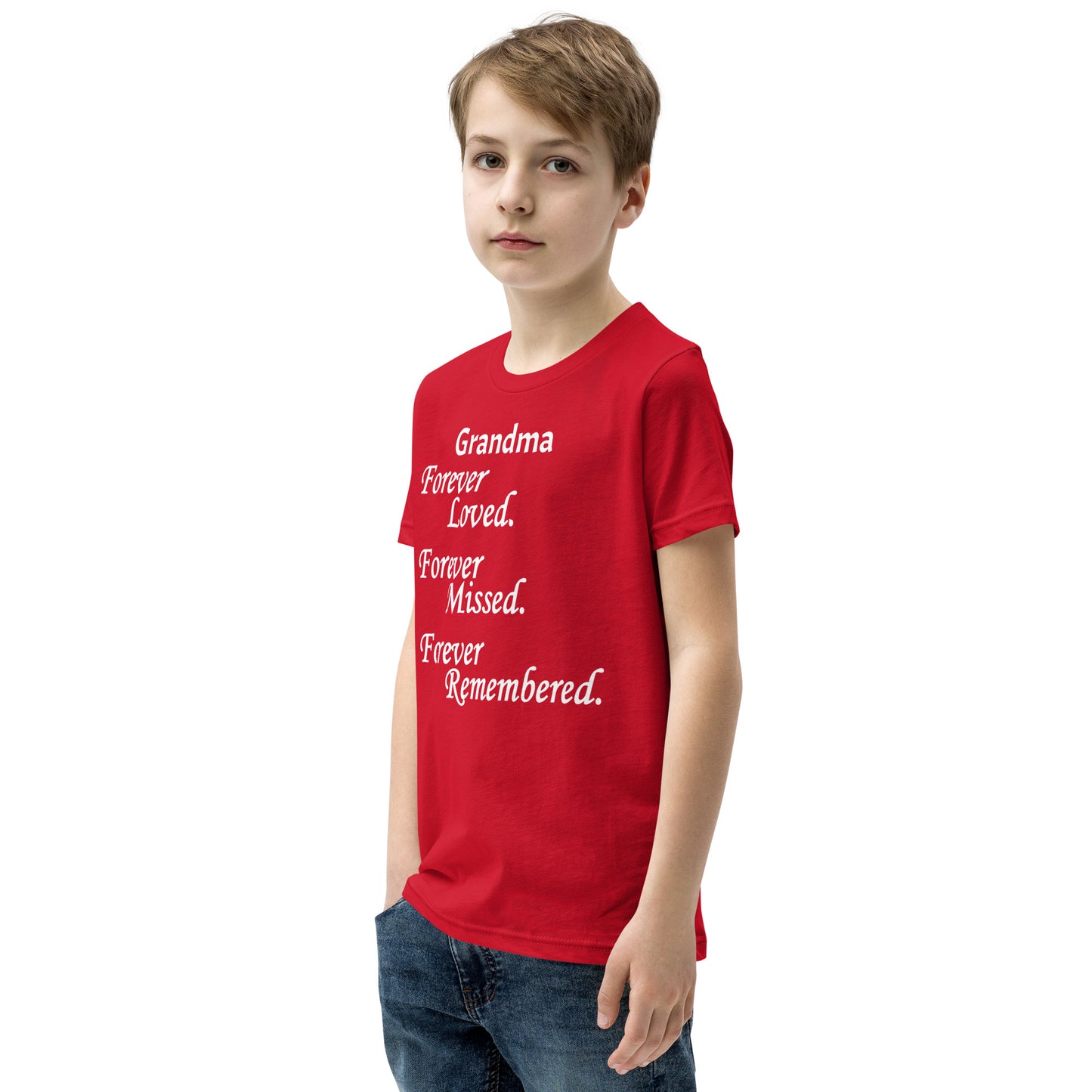 Bella + Canvas Combed and Ring-Spun Cotton Youth T-Shirt Block Design White Lettering