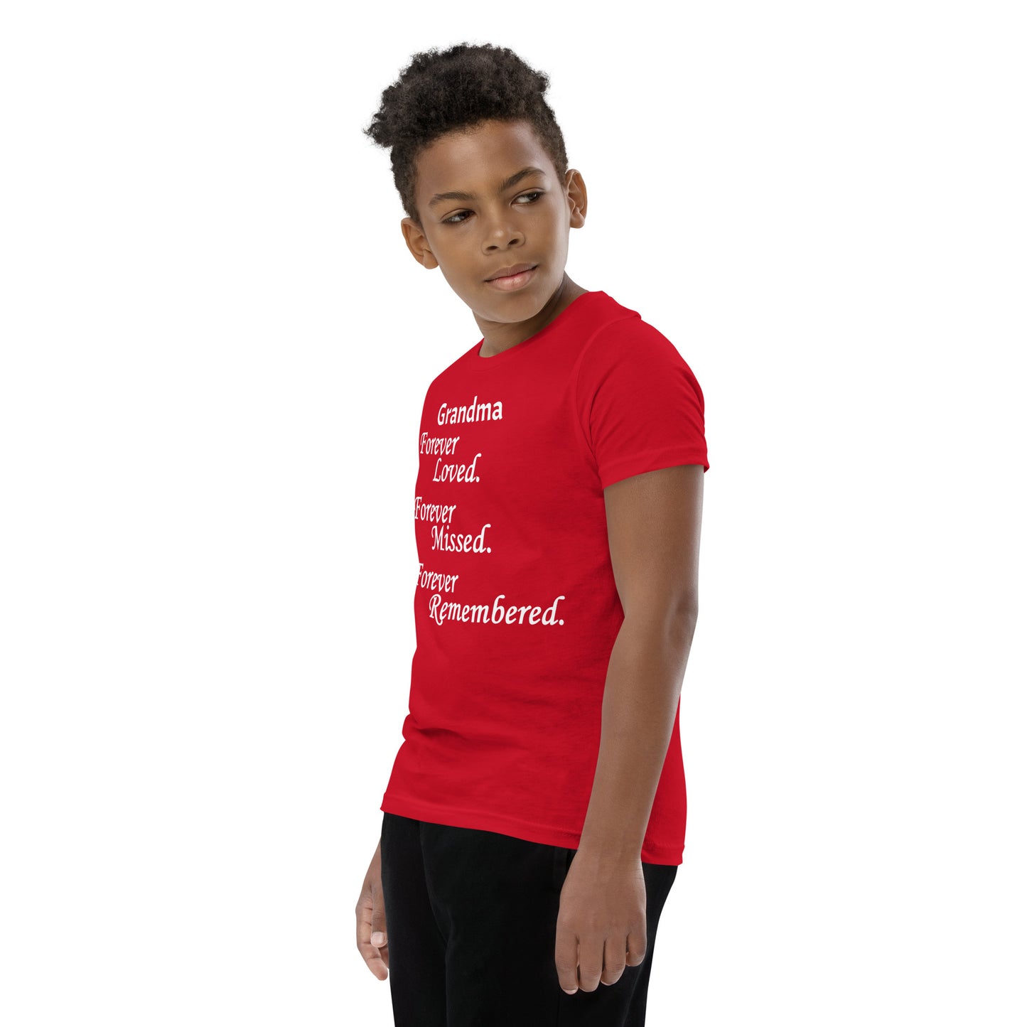 Bella + Canvas Combed and Ring-Spun Cotton Youth T-Shirt Block Design White Lettering