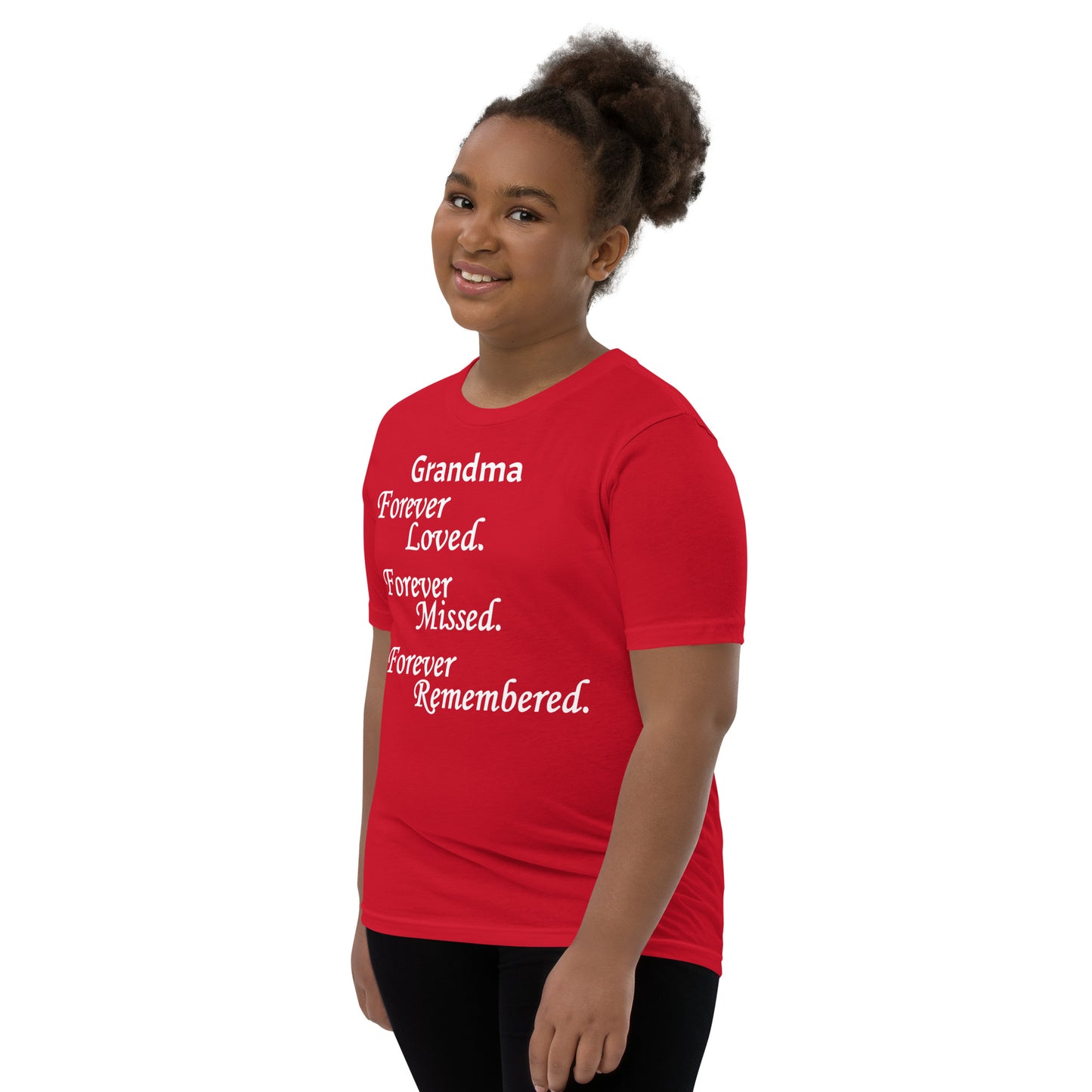 Bella + Canvas Combed and Ring-Spun Cotton Youth T-Shirt Block Design White Lettering