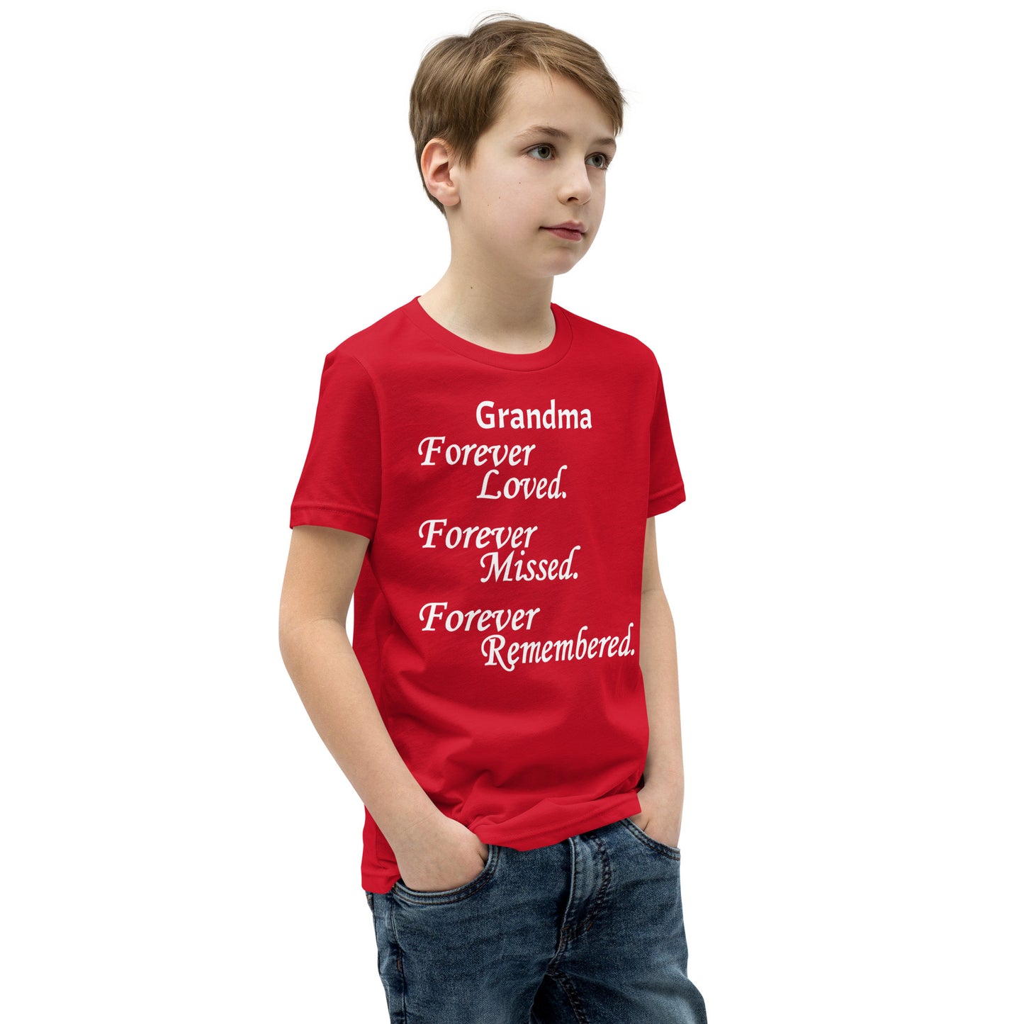 Bella + Canvas Combed and Ring-Spun Cotton Youth T-Shirt Block Design White Lettering