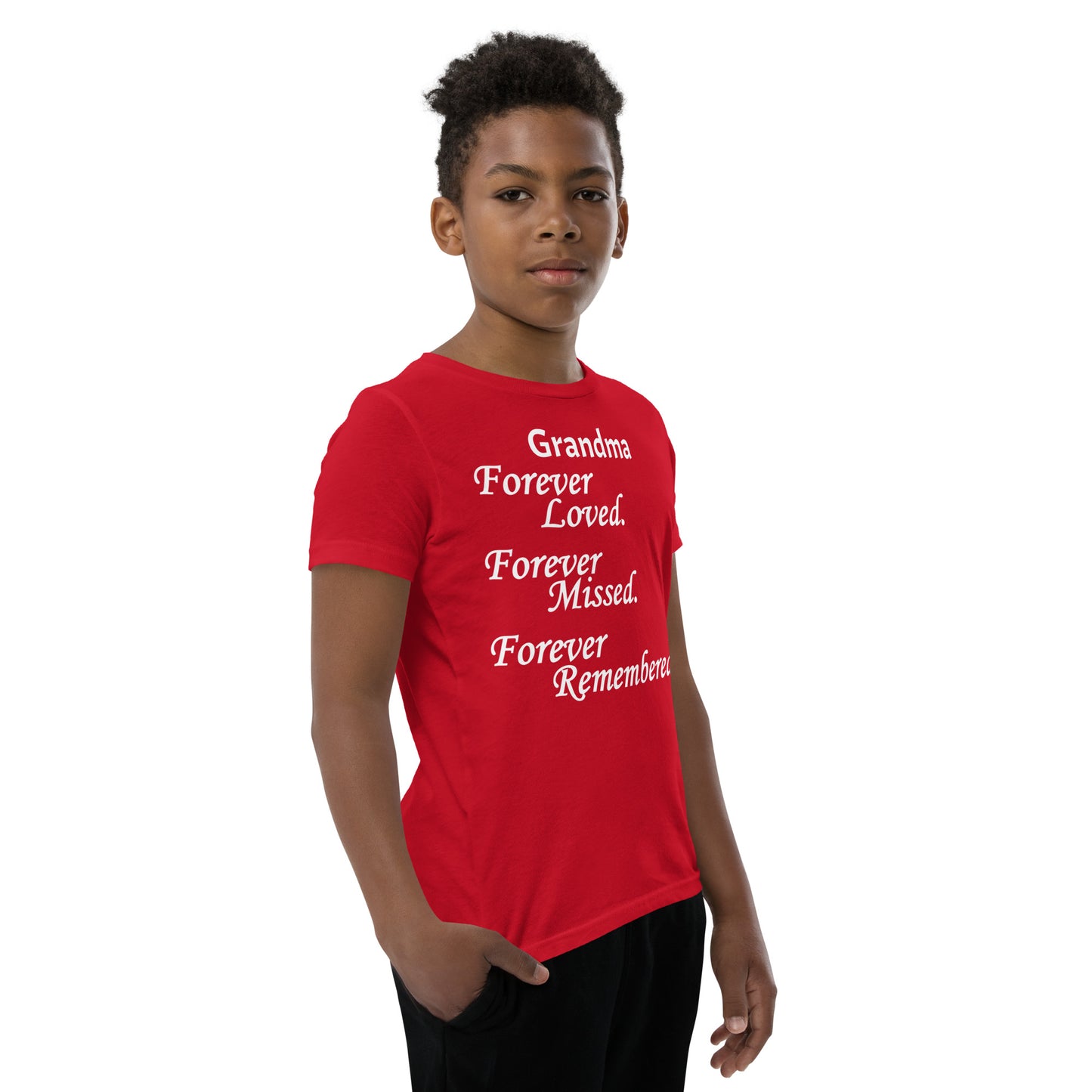 Bella + Canvas Combed and Ring-Spun Cotton Youth T-Shirt Block Design White Lettering