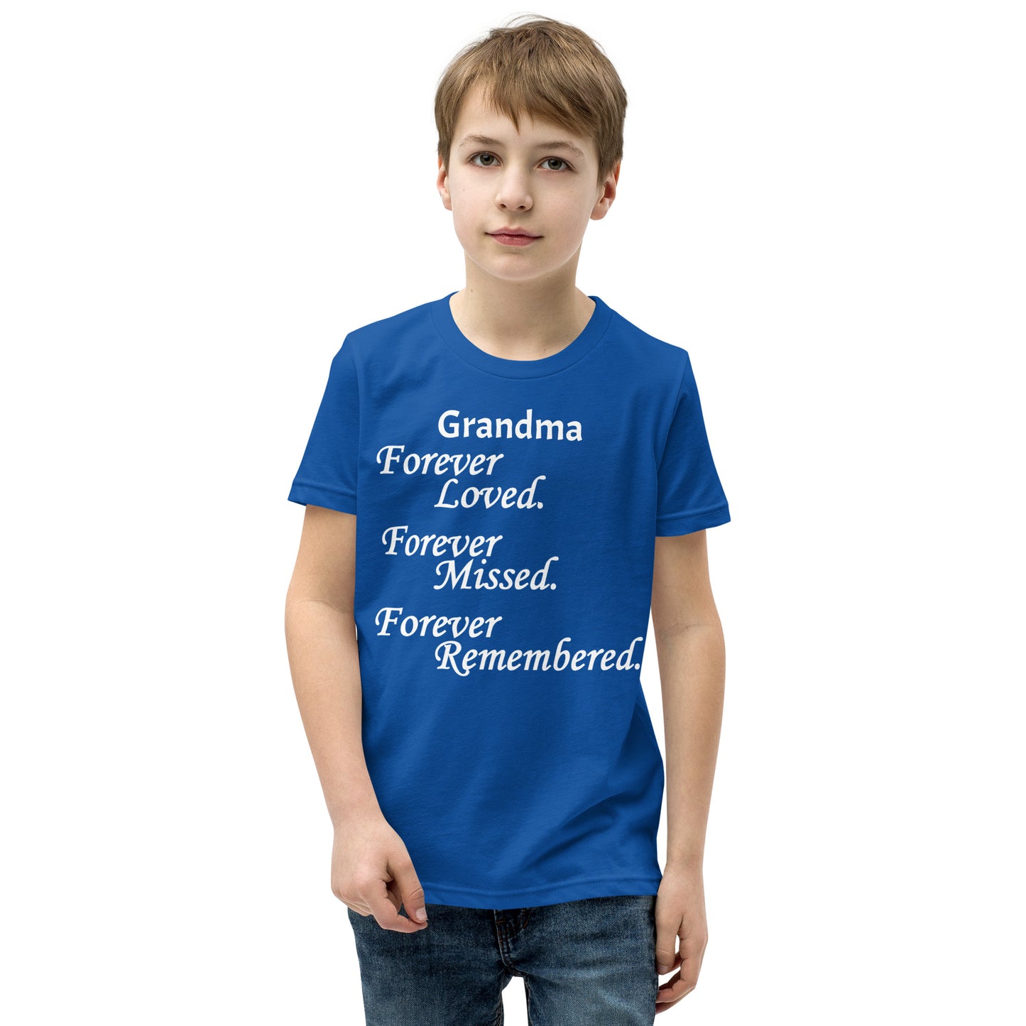 Bella + Canvas Combed and Ring-Spun Cotton Youth T-Shirt Block Design White Lettering