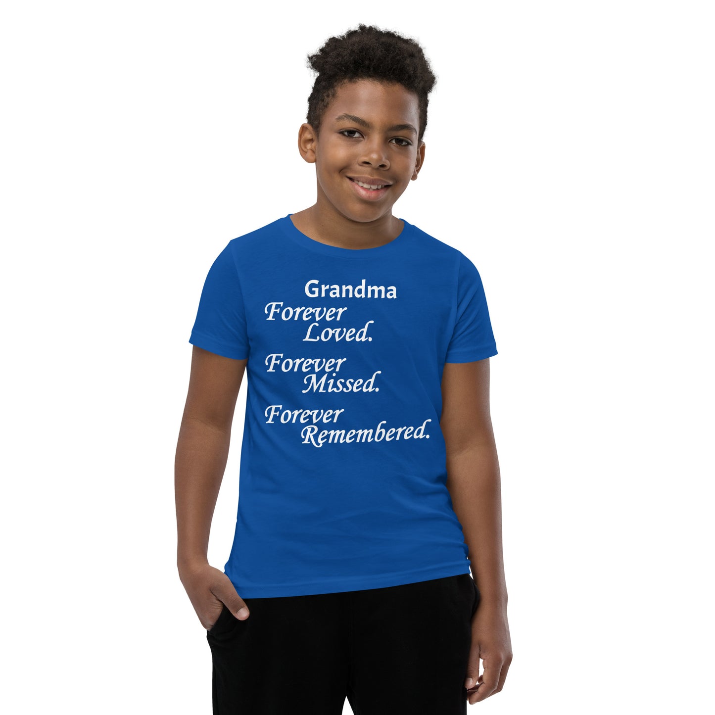 Bella + Canvas Combed and Ring-Spun Cotton Youth T-Shirt Block Design White Lettering