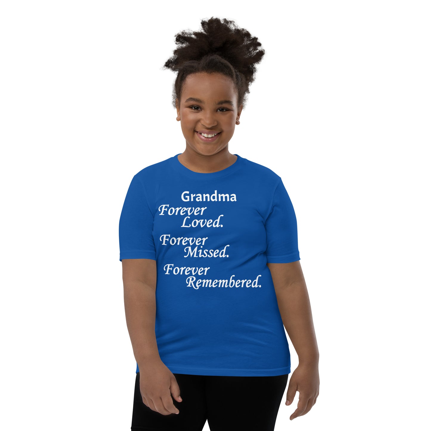 Bella + Canvas Combed and Ring-Spun Cotton Youth T-Shirt Block Design White Lettering