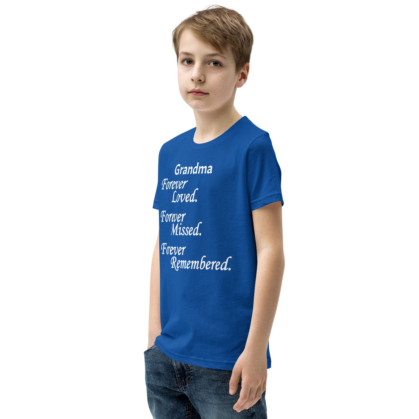 Bella + Canvas Combed and Ring-Spun Cotton Youth T-Shirt Block Design White Lettering