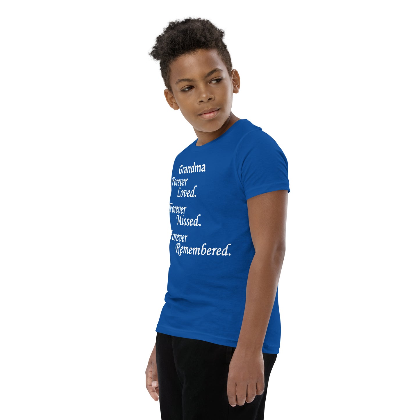 Bella + Canvas Combed and Ring-Spun Cotton Youth T-Shirt Block Design White Lettering
