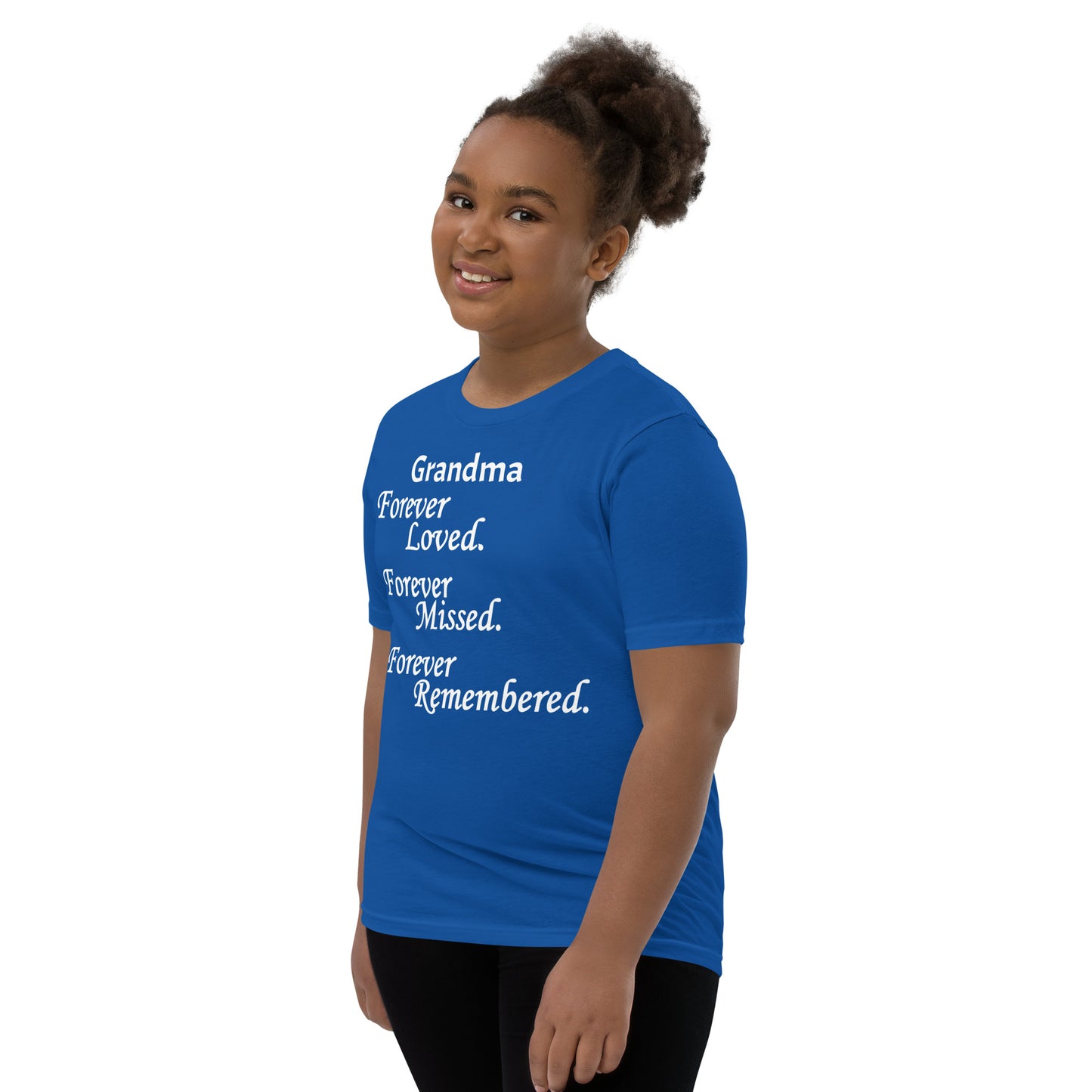 Bella + Canvas Combed and Ring-Spun Cotton Youth T-Shirt Block Design White Lettering
