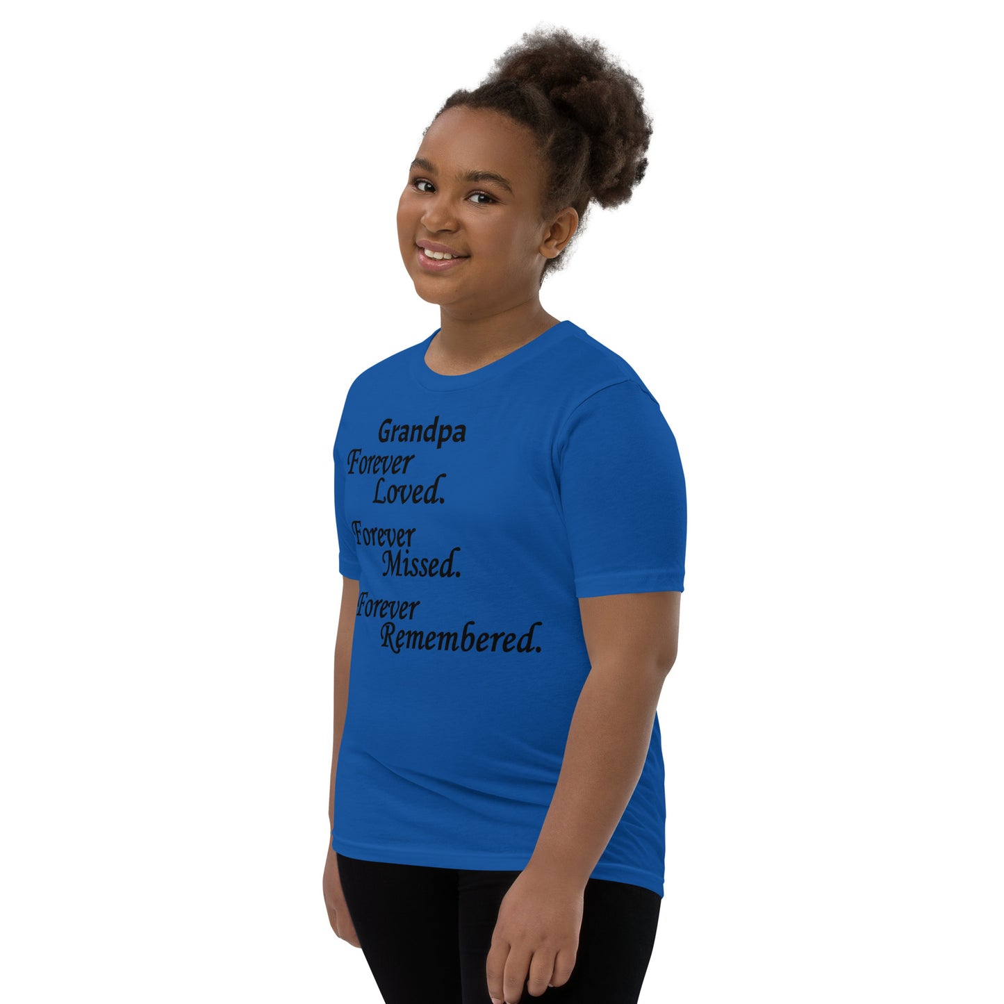Bella + Canvas Combed and Ring-Spun Cotton Youth T-Shirt Block Design Black Lettering