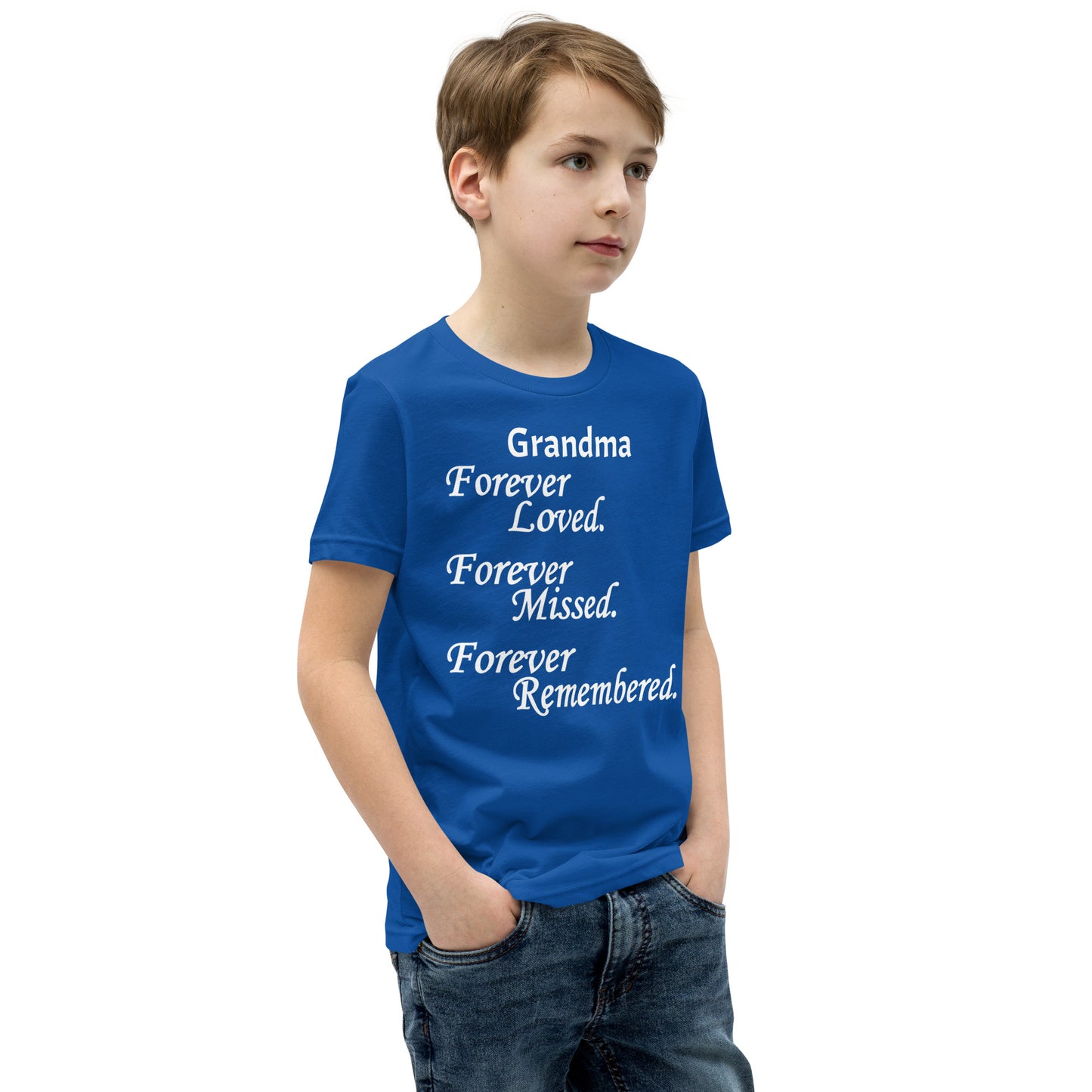 Bella + Canvas Combed and Ring-Spun Cotton Youth T-Shirt Block Design White Lettering