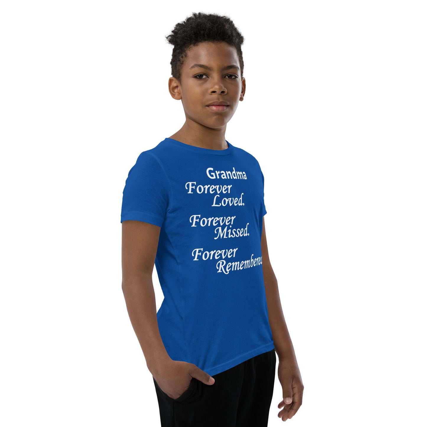 Bella + Canvas Combed and Ring-Spun Cotton Youth T-Shirt Block Design White Lettering