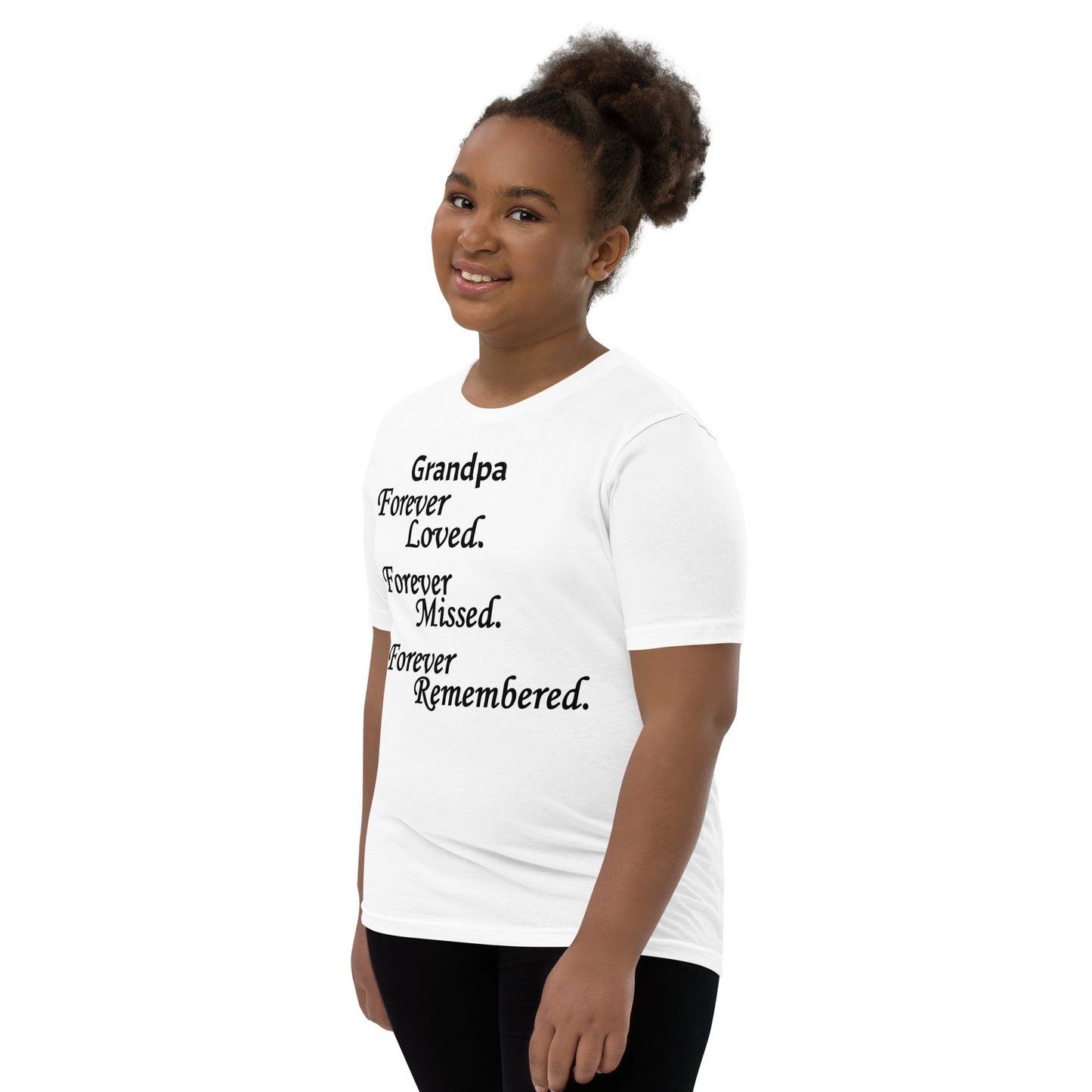 Bella + Canvas Combed and Ring-Spun Cotton Youth T-Shirt Block Design Black Lettering