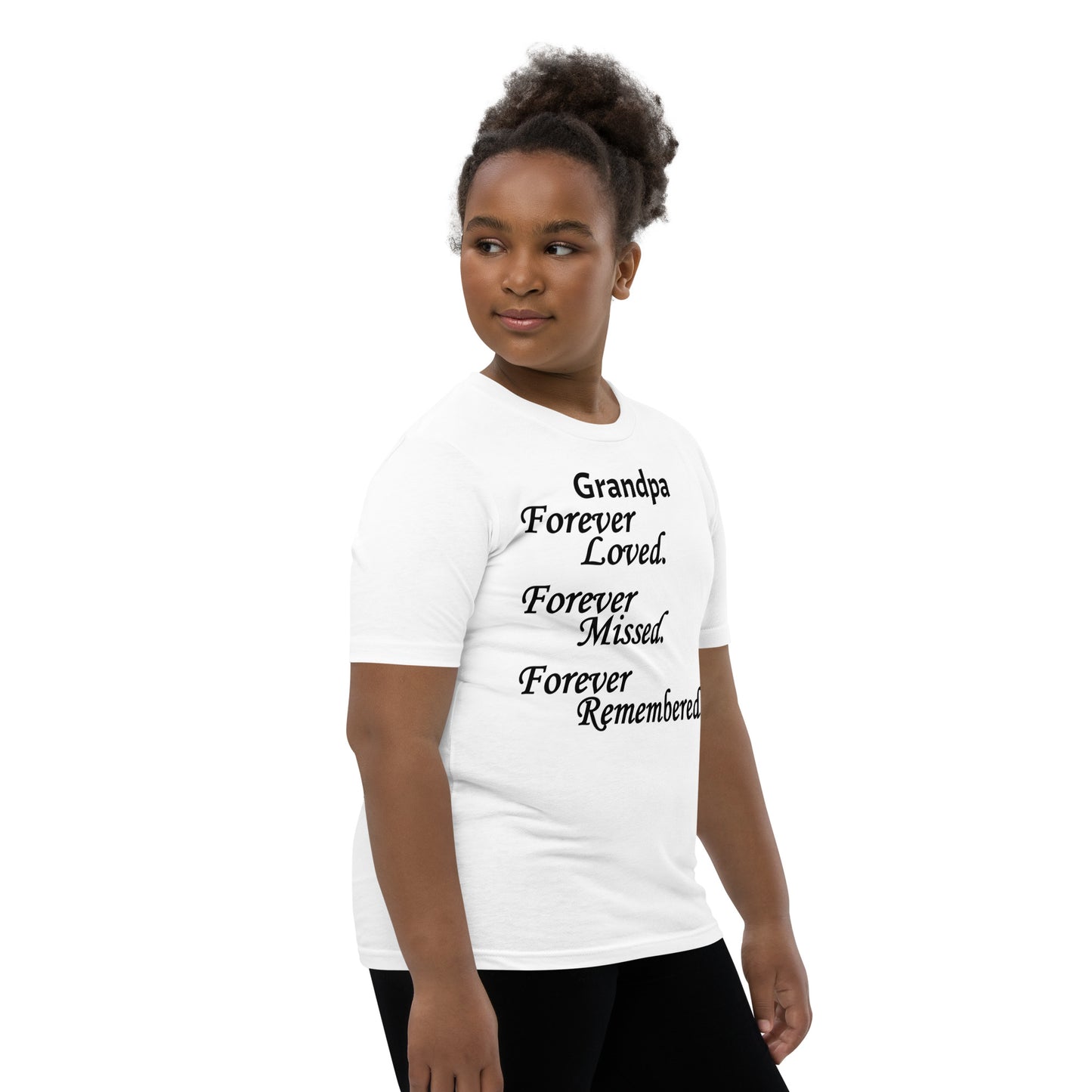 Bella + Canvas Combed and Ring-Spun Cotton Youth T-Shirt Block Design Black Lettering