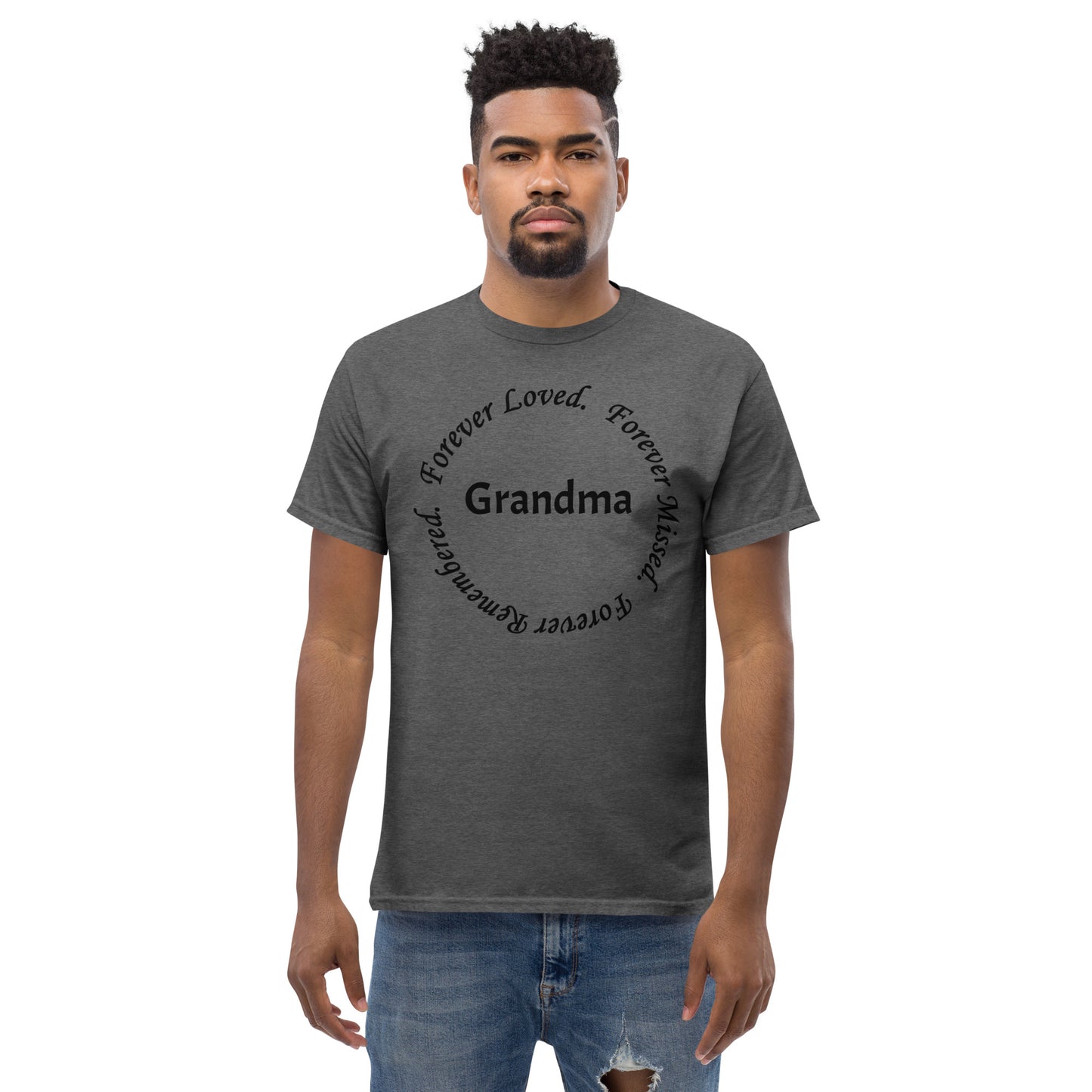 Classic Cotton Men's T-Shirt Circle Design Black Lettering