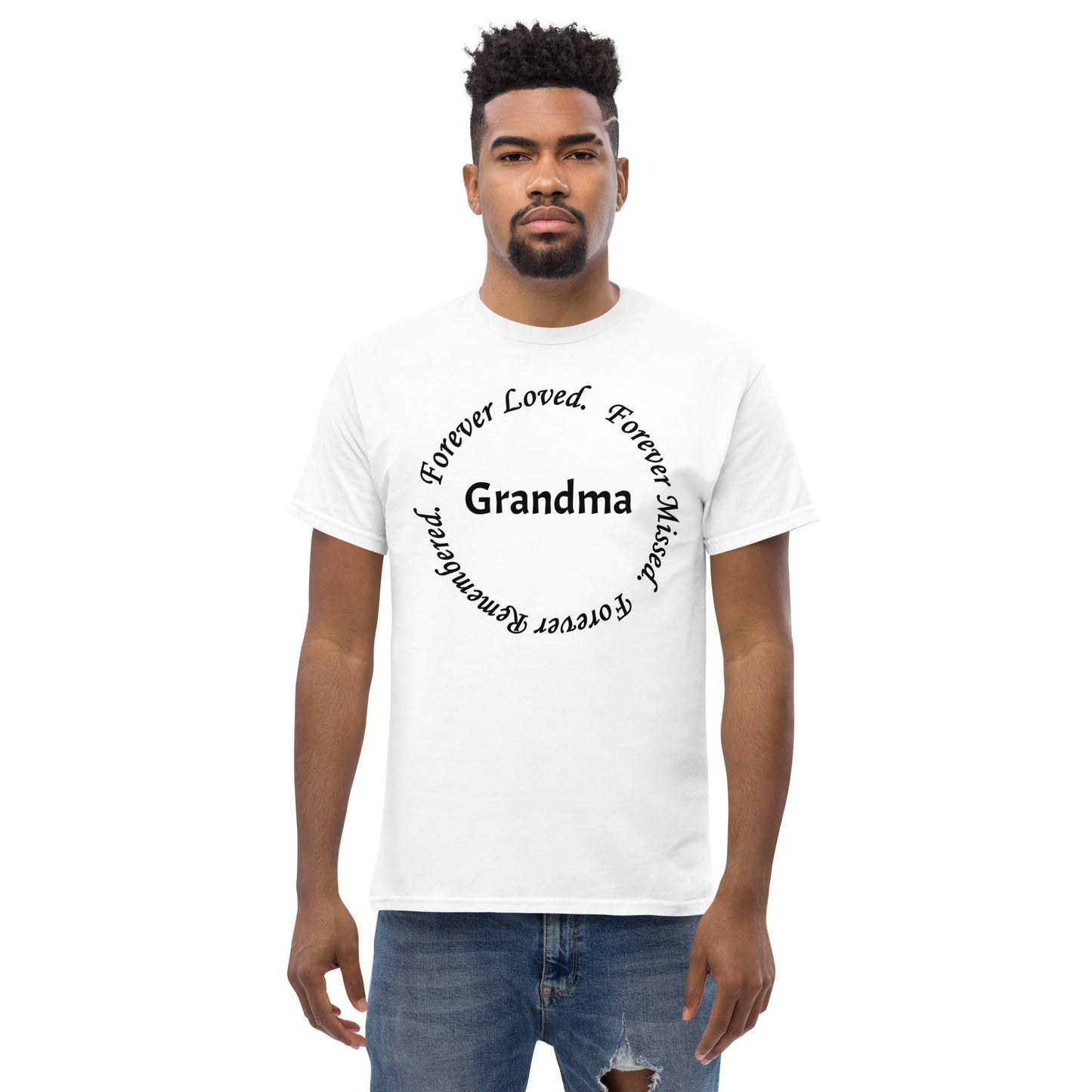 Classic Cotton Men's T-Shirt Circle Design Black Lettering