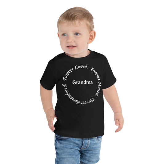 Bella + Canvas Combed and Ring-Spun Cotton Toddler T-Shirt Circle Design White Lettering