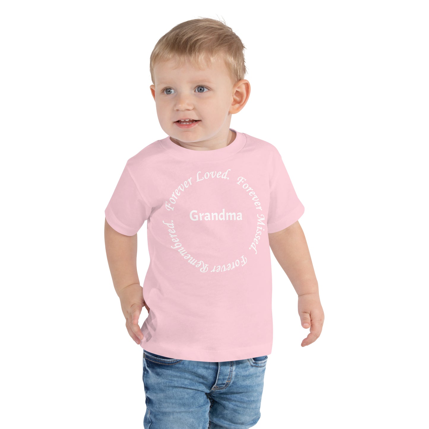Bella + Canvas Combed and Ring-Spun Cotton Toddler T-Shirt Circle Design White Lettering