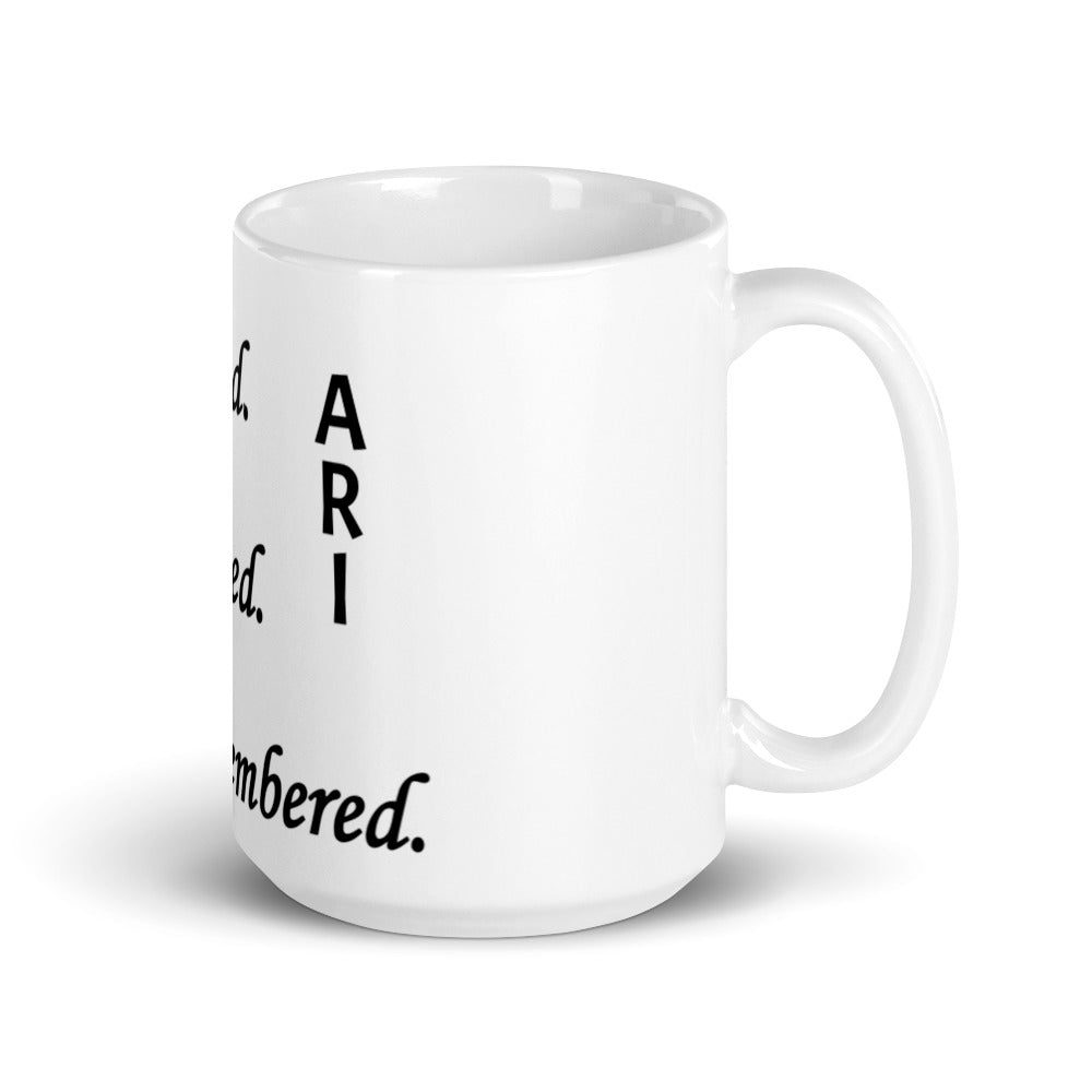 Glossy White Mug "Ari" - Block Design