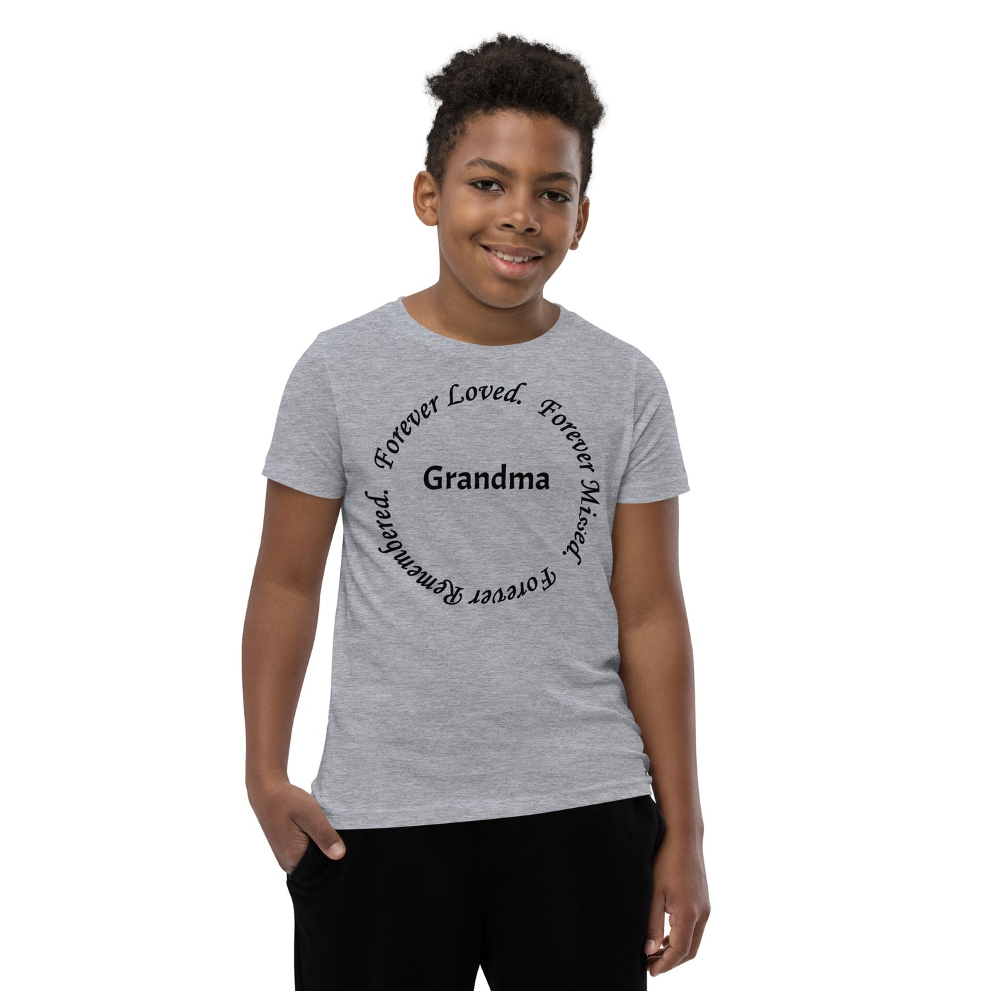 Bella + Canvas Combed and Ring-Spun Cotton Youth T-Shirt Circle Design Black Lettering
