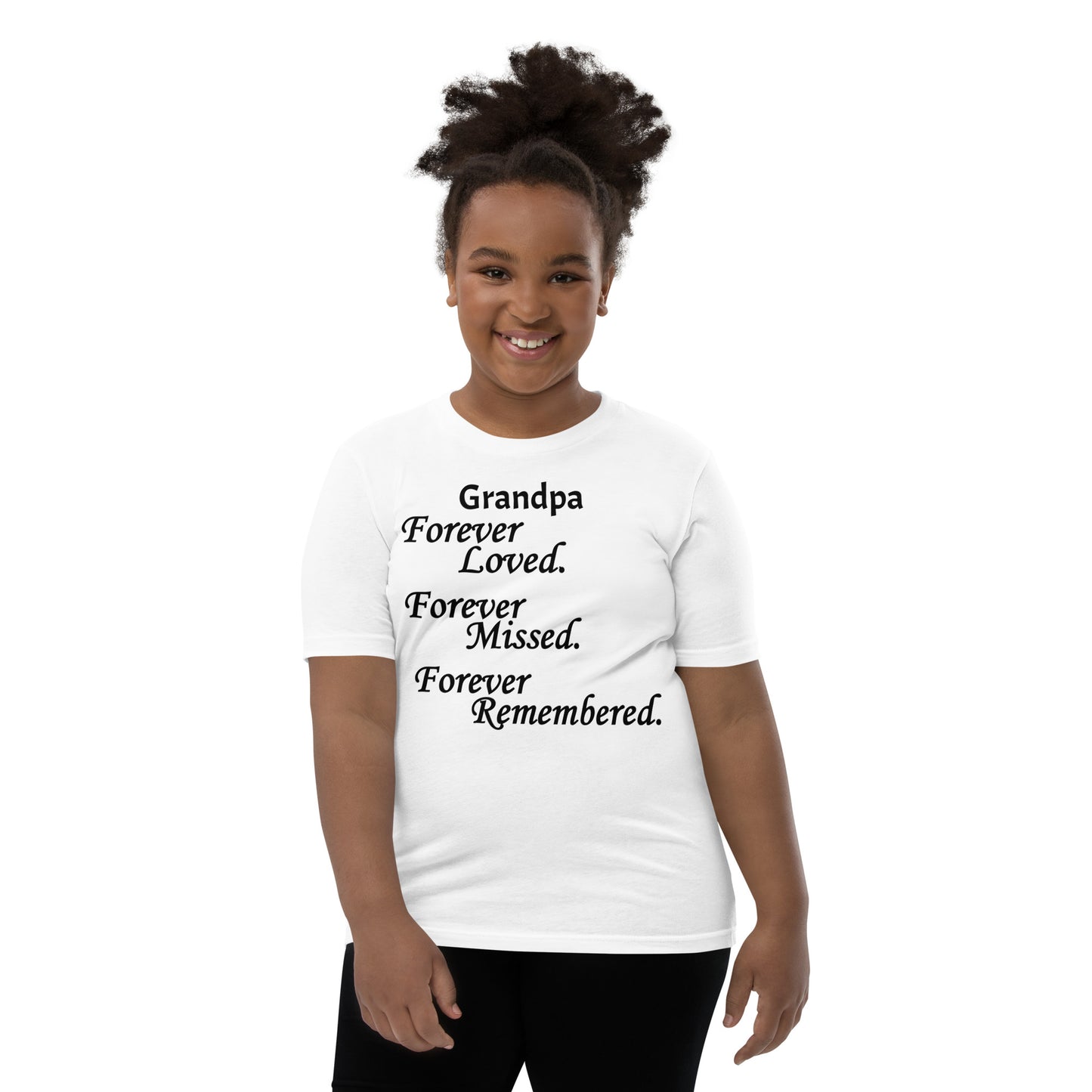 Bella + Canvas Combed and Ring-Spun Cotton Youth T-Shirt Block Design Black Lettering
