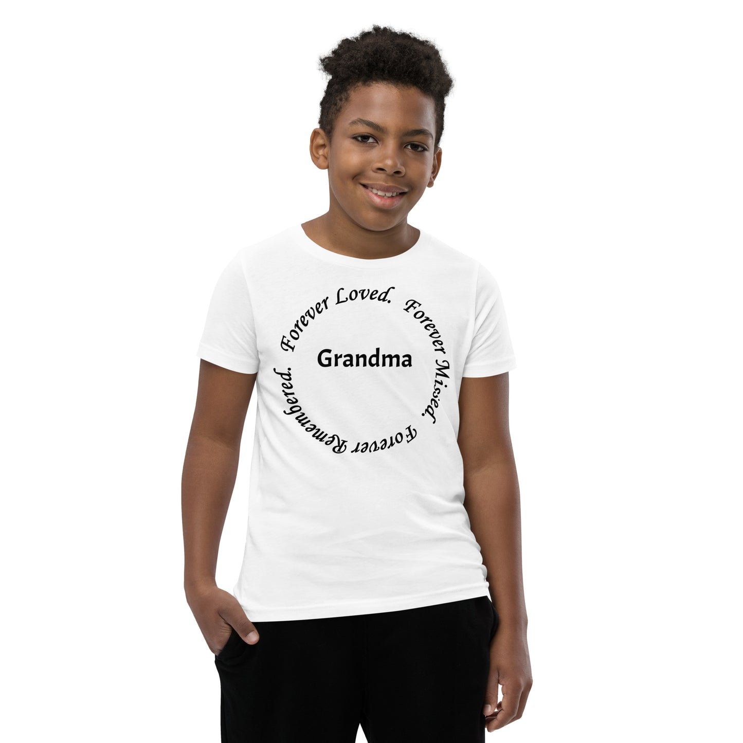 Bella + Canvas Combed and Ring-Spun Cotton Youth T-Shirt Circle Design Black Lettering